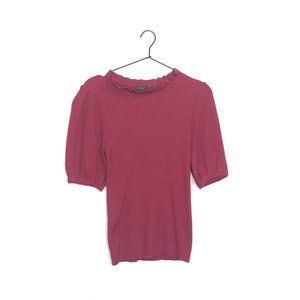 Ann Taylor Factory Ruffle Collar Puff Sleeve Top M
